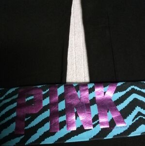 Victoria's Secret Pink Zebra Foldover Leggings with Blue and Purple Waistband